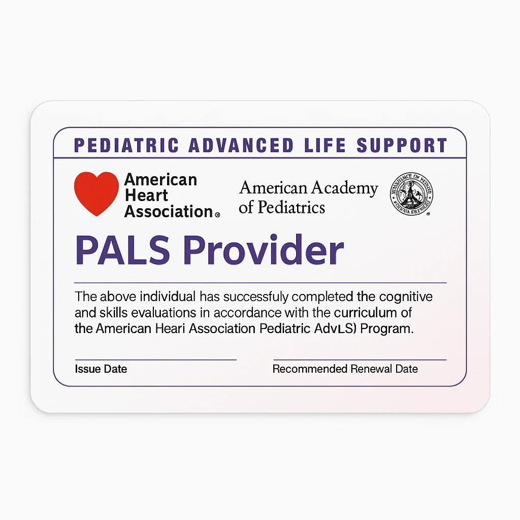 PALS INSTRUCTOR CERTIFICATION CARDS $12 EACH